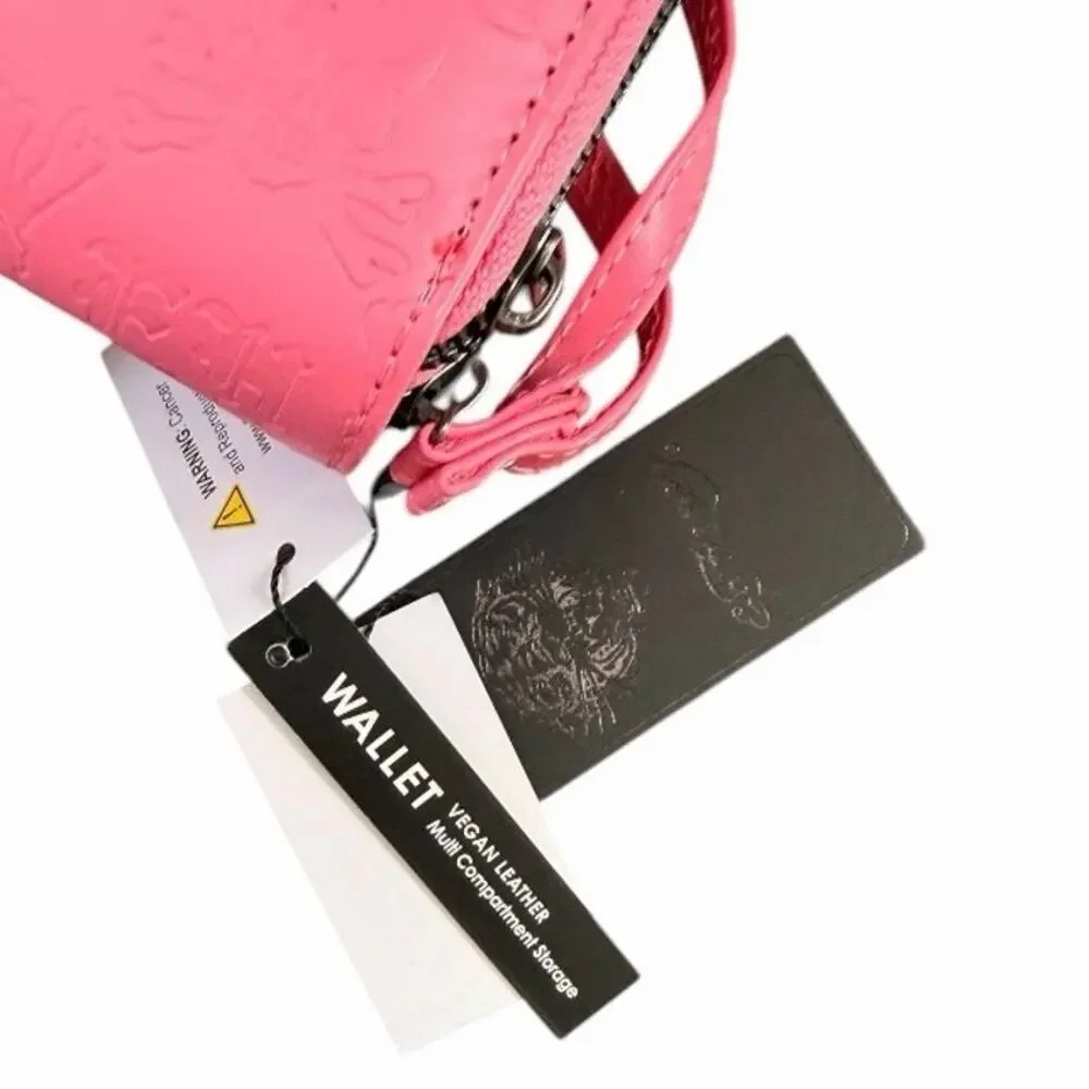 Ed Hardy Fuchsia Pink 3-in-1 Phone Wallet Crossbody